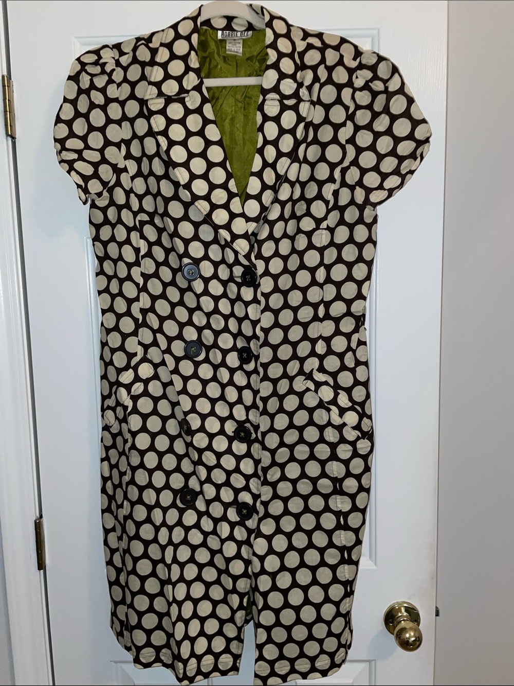 Polka Dot Short Sleeve Button Front Dress